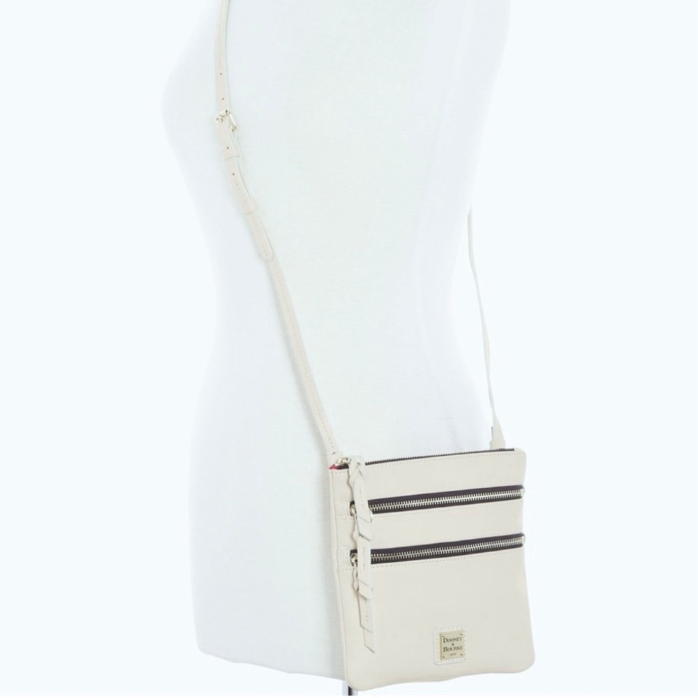 Dooney & Bourke Cream Triple Zip Leather Crossbody Bag NWOT - Picture 10 of 10